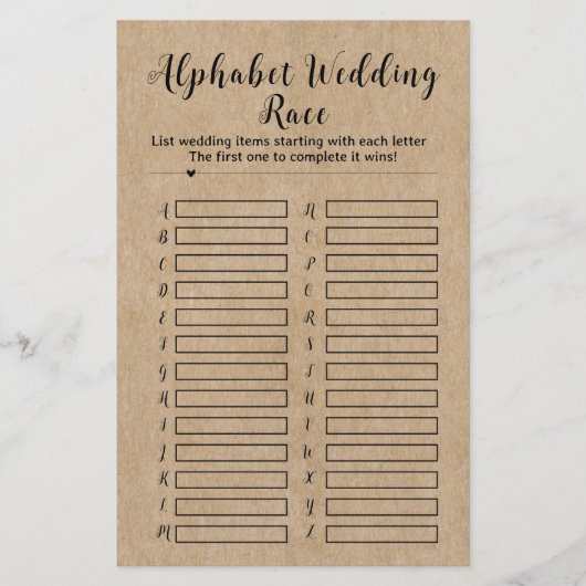 Rustiek Papier Vrijgezellenfeest Alfabet Wedding R (Voorkant)