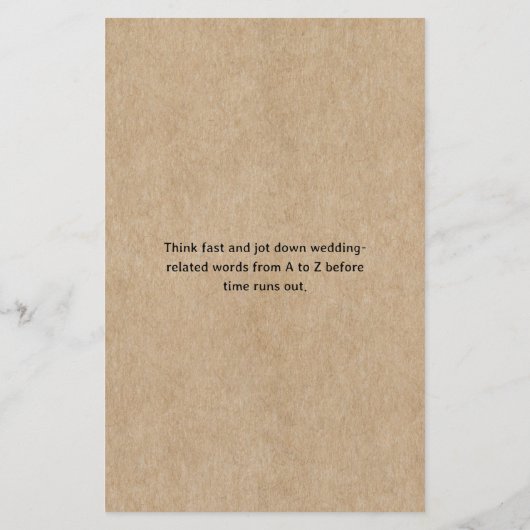 Rustiek Papier Vrijgezellenfeest Alfabet Wedding R (Achterkant)