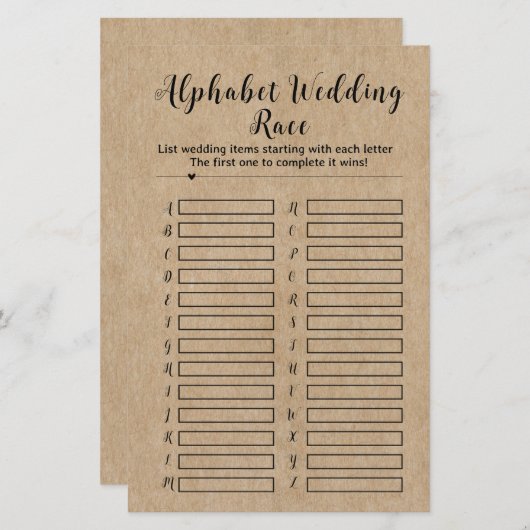 Rustiek Papier Vrijgezellenfeest Alfabet Wedding R (Voorkant / Achterkant)