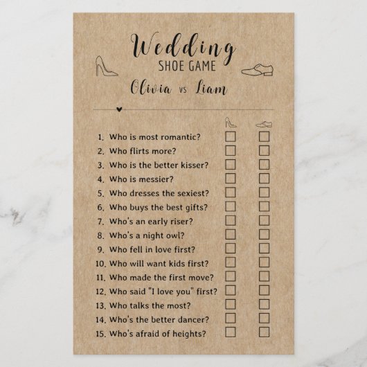 Rustiek Papier Vrijgezellenfeest Leuke Trouwschoen (Voorkant)