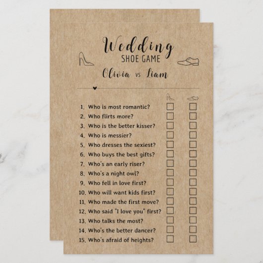 Rustiek Papier Vrijgezellenfeest Leuke Trouwschoen (Voorkant / Achterkant)