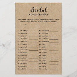 Rustiek Papier Vrijgezellenfeest Word Scramble Gam