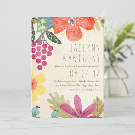 Rustiek paradijs wijngaard foto bruiloft kaart (Staand voorkant)