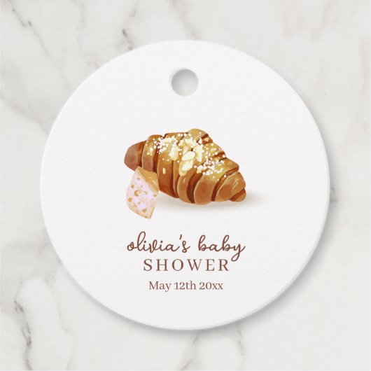 Rustiek Parijse Bakkerij Pastry Croissant Baby sho Bedankjes Labels (Voorkant)