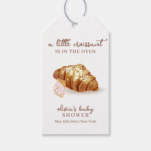 Rustiek Parijse Bakkerij Pastry Croissant Baby sho Cadeaulabel (Voorkant)