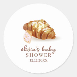 Rustiek Parijse Bakkerij Pastry Croissant Baby sho Ronde Sticker