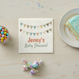 Rustiek pastel bunting baby shower servet