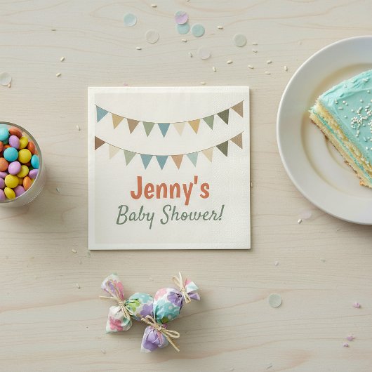 Rustiek pastel bunting baby shower servet