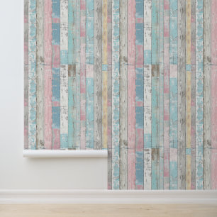 Rustiek Pastel Houten Plank Behang