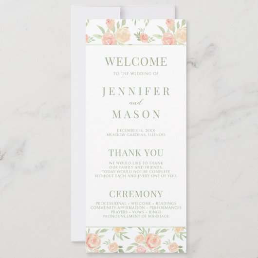 Rustiek pastel sinaasappel groen bloemenbruiloft p (Voorkant)