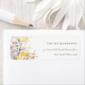 Rustiek pastelgeel herfst Herfst landschapsadres Etiket (Insitu)