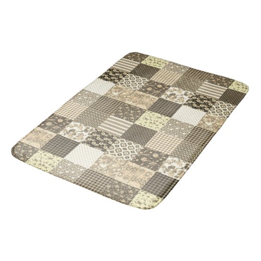Rustiek  Patchwork Beige Bruin Quiltpatroon Badmat (Gekanteld)
