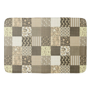 Rustiek  Patchwork Beige Bruin Quiltpatroon Badmat