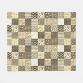 Rustiek  Patchwork Beige Bruin Quiltpatroon Fleece Deken (Voorkant (Horizontaal))
