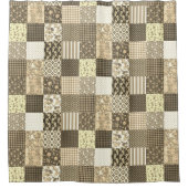 Rustiek  Patchwork Beige Quiltpatroon Douchegordijn (Voorkant)