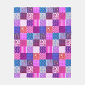 Rustiek Patchwork Blauw Roze Quiltpatroon Fleece Deken (Voorkant)