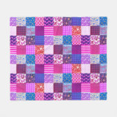 Rustiek Patchwork Blauw Roze Quiltpatroon Fleece Deken (Voorkant (Horizontaal))