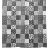 Rustiek  Patchwork Grijs Quiltpatroon Douchegordijn (Voorkant)