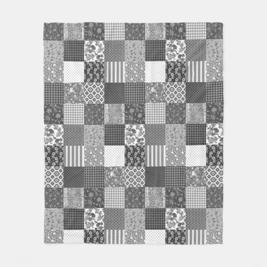 Rustiek  Patchwork Grijs Quiltpatroon Fleece Deken (Voorkant)