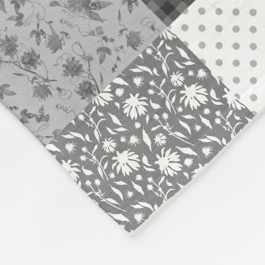 Rustiek  Patchwork Grijs Quiltpatroon Fleece Deken (Hoek)