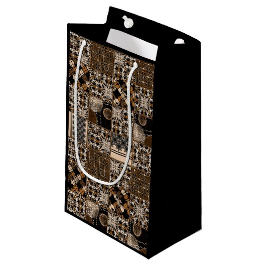 Rustiek patchwork patroon klein cadeauzakje (Voorkant Gekanteld)