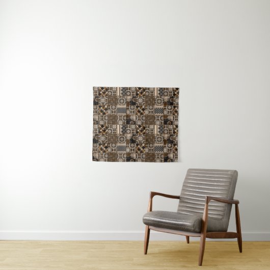 Rustiek patchwork patroon wandkleed (In Situ (horizontaal))