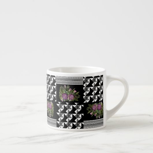 Rustiek, patchwork, rozen espresso kop (Rechts)