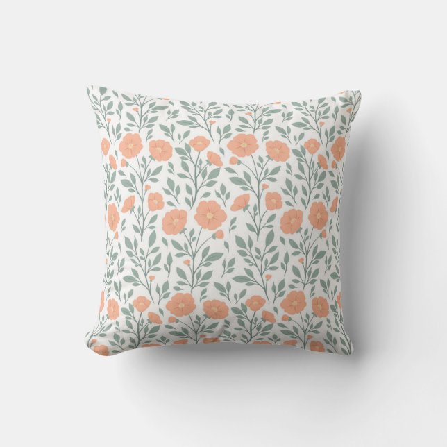 Rustiek patroon met roze bloemen kussen (Voorkant)