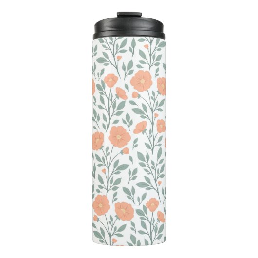 Rustiek patroon met roze bloemen thermosbeker (Voorkant)