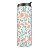 Rustiek patroon met roze bloemen thermosbeker (Gedraaid links)