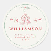 Rustiek peperkoek huis moderne kerstvakantie ronde sticker (Voorkant)