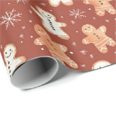 Rustiek peperkoek inpakpapier met sneeuwvlokken (Rol Hoek)