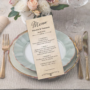  rustiek perkament bruiloft menu
