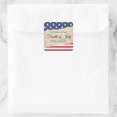 Rustiek perkament en Amerikaanse vlag Vierde van j Vierkante Sticker (Tas)