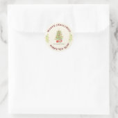 Rustiek Personaliseer Groen Kerstmis Ronde Sticker (Tas)