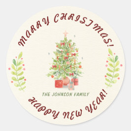Rustiek Personaliseer Groen Kerstmis Ronde Sticker
