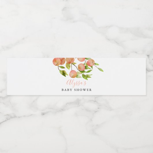 Rustiek perzik Baby shower Waterfles Etiket (Enkel label)