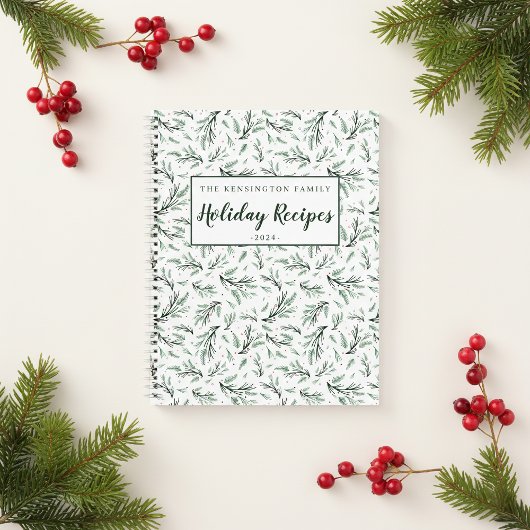 Rustiek Pine Branch Pattern Vakantie Recept Notitieboek
