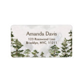 Rustiek Pine Forest Waterverf retouradres Etiket (Voorkant)