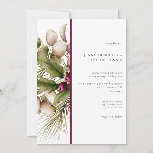 Rustiek Pine Winter Boeket Rood Kaart (Voorkant)