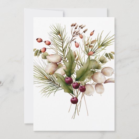 Rustiek Pine Winter Boeket Rood Kaart (Achterkant)