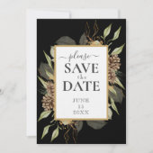 Rustiek Pinecone Lijst op Zwart SAVE THE DATE Kaart (Voorkant)