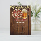 Rustiek Pizza & Bier Baby shower Bedankkaart (Staand voorkant)