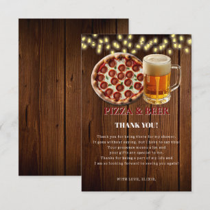 Rustiek Pizza & Bier Baby shower Bedankkaart