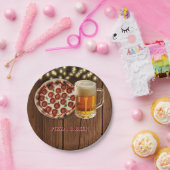 Rustiek Pizza & Bier Baby shower Papieren Bordje (Feest)