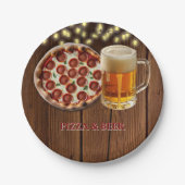 Rustiek Pizza & Bier Baby shower Papieren Bordje (Voorkant)