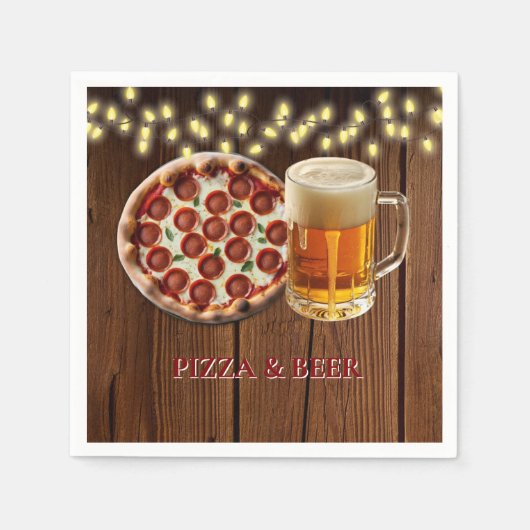 Rustiek Pizza & Bier Baby shower Servet (Voorkant)