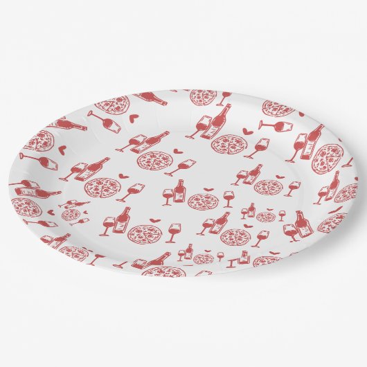 Rustiek Pizza & Wijn Vrijgezellenfeest Papieren Bordje (Gekanteld)