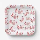 Rustiek Pizza & Wijn Vrijgezellenfeest Papieren Bordje (Voorkant)