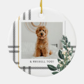 Rustiek Plaid Greenery Vakantie Dubbelzijdig Foto Keramisch Ornament (Achterkant)